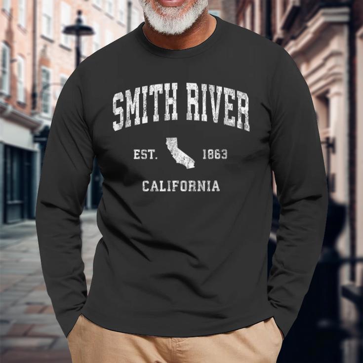 Smith River California Ca Vintage Athletic Sports Long Sleeve T-Shirt Gifts for Old Men