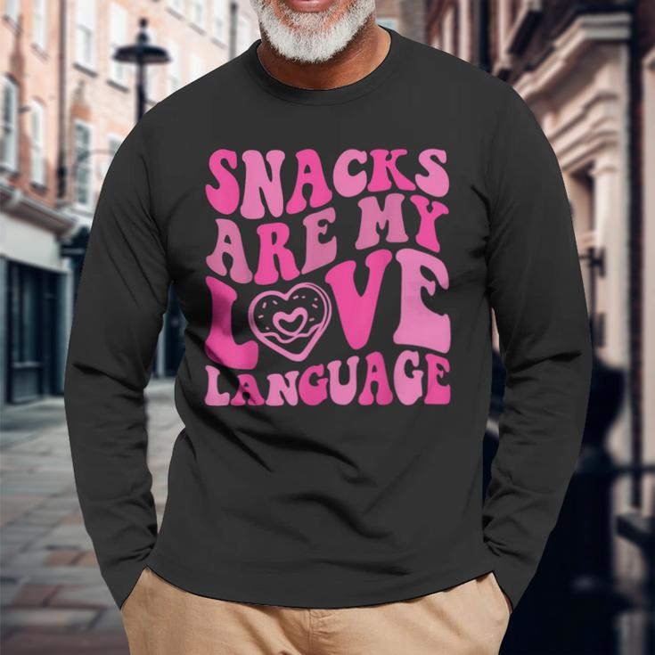 Snacks Are My Love Language Toddler Valentines Day Long Sleeve T-Shirt Gifts for Old Men