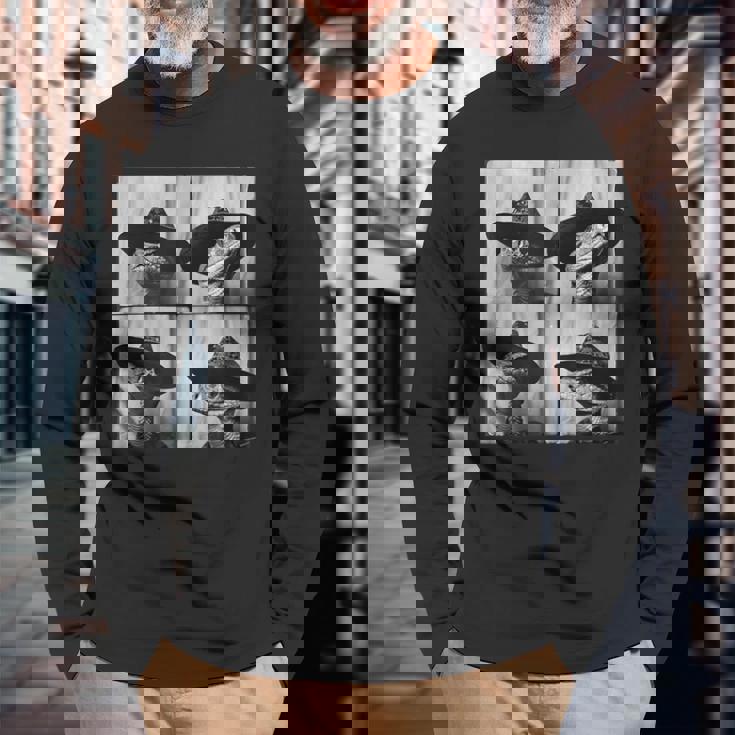 Snake In Cowboy Hat Animal Photobooth Snake Owner Long Sleeve T-Shirt Gifts for Old Men