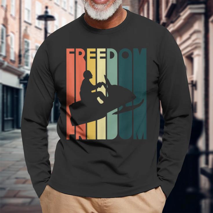 Snow Rider Snowmobile Snowmobiling Freedom Snocross Long Sleeve T-Shirt Gifts for Old Men