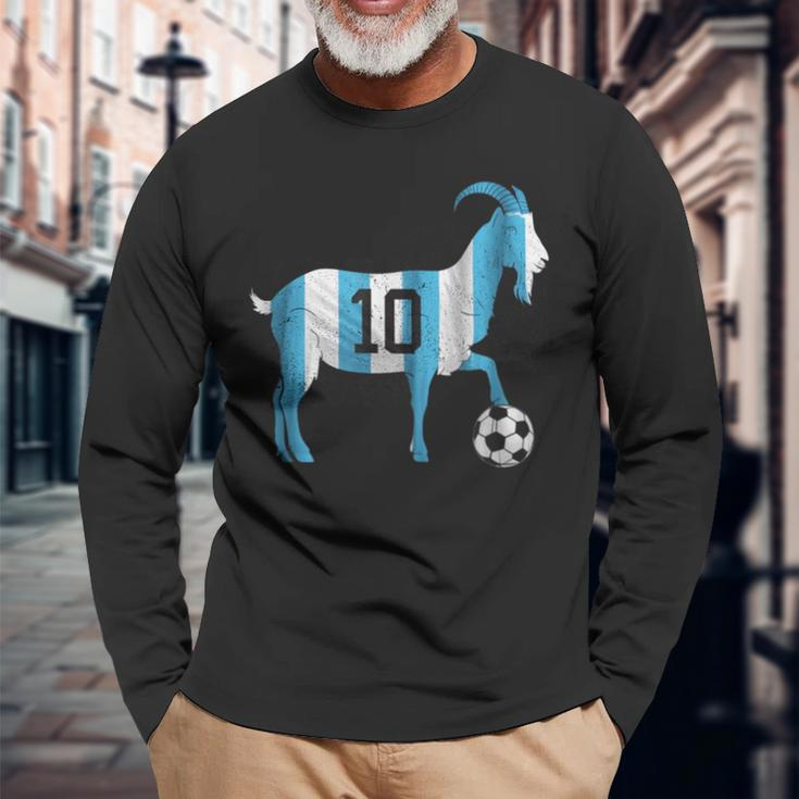 Soccer Football Greatest Of All Time Goat Number 10 Long Sleeve T-Shirt Gifts for Old Men