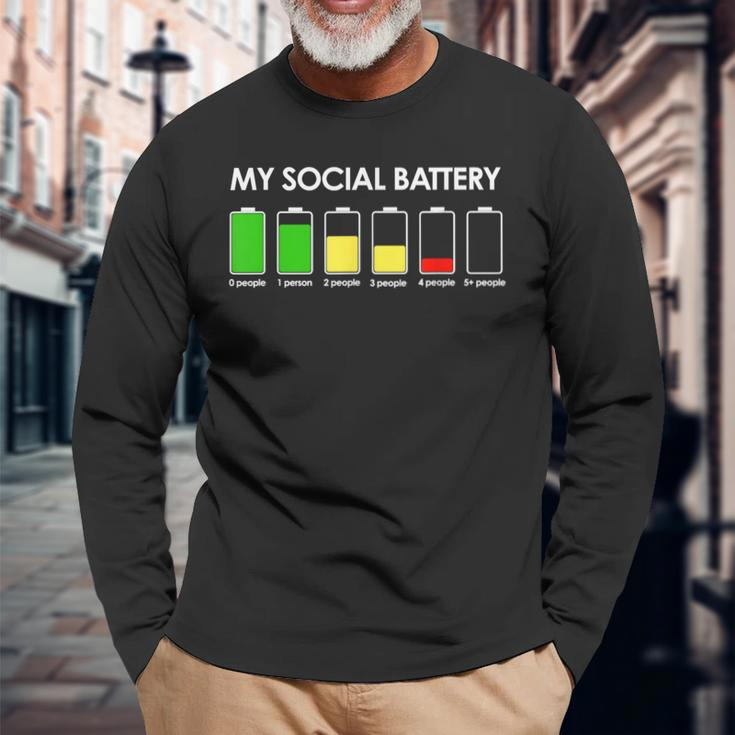 My Social Battery Low Energy Anti Social Introvert Long Sleeve T-Shirt Gifts for Old Men