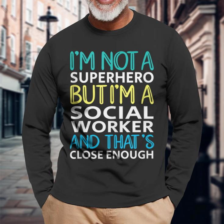 Social Worker Superhero Social Worker Long Sleeve T-Shirt Gifts for Old Men