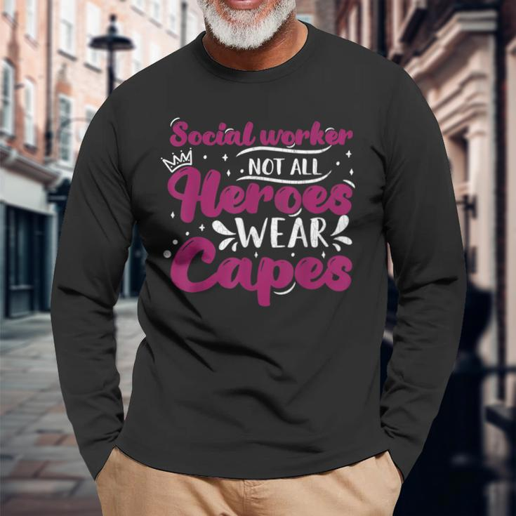 Social Worker Superheros Social Work Graphic Long Sleeve T-Shirt Gifts for Old Men