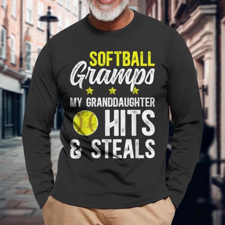 Softball Gramps Grandpa Softball Player Gramps Long Sleeve T-Shirt Gifts for Old Men