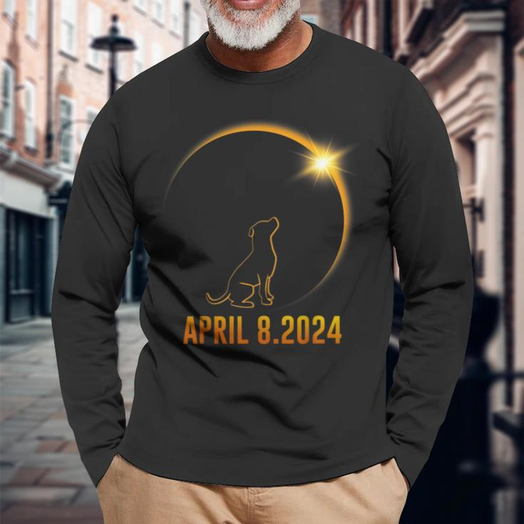 Solar Eclipse 2024 Dog Totality Long Sleeve T-Shirt Gifts for Old Men
