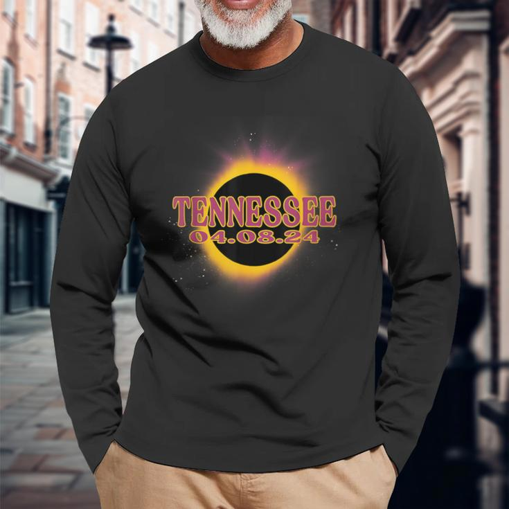 Solar Eclipse 2024 Tennessee America Totality Event Long Sleeve T-Shirt Gifts for Old Men
