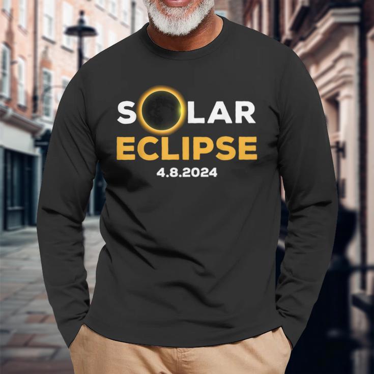 Solar Eclipse 2024 Total Solar Eclipse Phases April 8Th Long Sleeve T-Shirt Gifts for Old Men