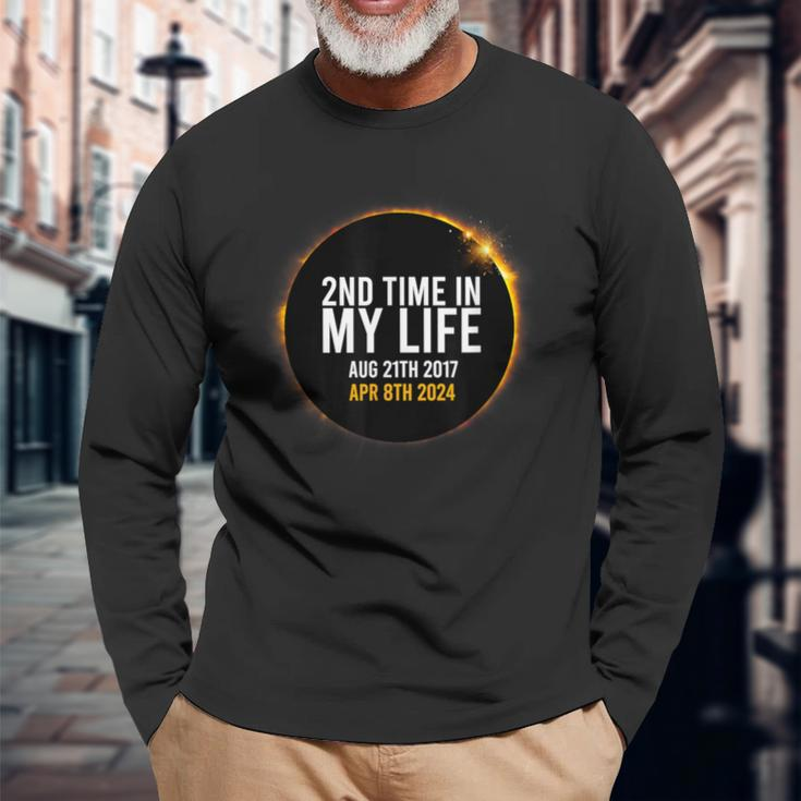 Solar Eclipse April 8 2024 Totality 2Nd Times In My Lifetime Long Sleeve T-Shirt Gifts for Old Men