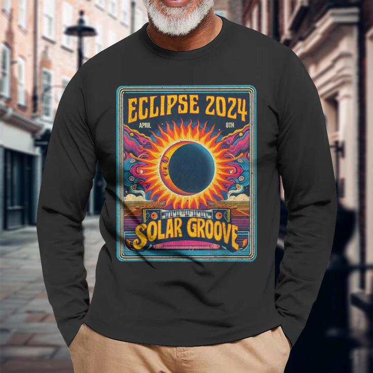 Solar Eclipse Retro Style Path Of Totality 2024 Vintage Long Sleeve T-Shirt Gifts for Old Men