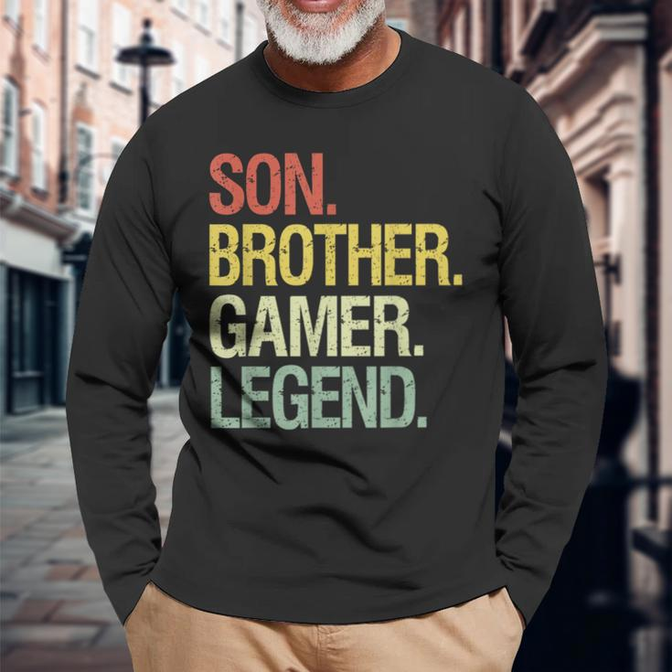 Son Brother Gamer Legend Gaming For Nage Boys Long Sleeve T-Shirt Gifts for Old Men