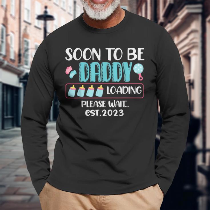 Soon To Be Daddy 2023 Loading Baby Shower Gender Reveal Long Sleeve T-Shirt Gifts for Old Men