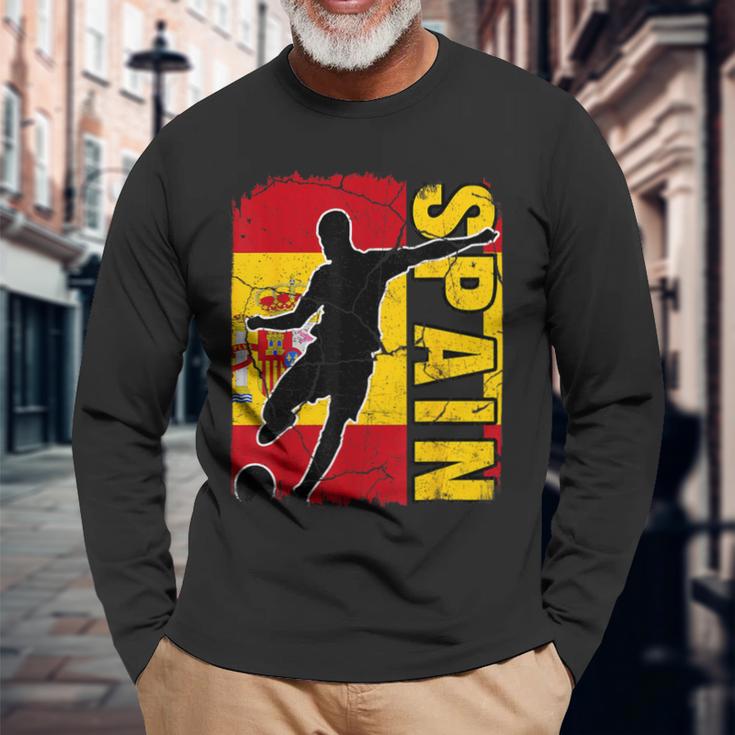 Spain Soccer Team Spanish Flag Jersey Football Fans Long Sleeve T-Shirt Gifts for Old Men