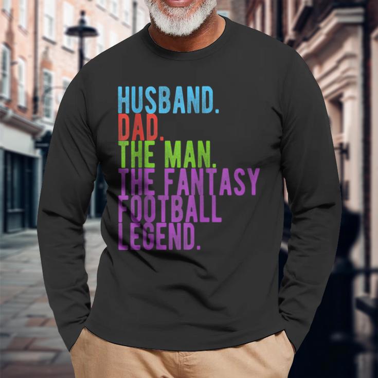 Spass Ehemann Papa Der Mann Der Fantasy-Fussball-Legende Langarmshirts Geschenke für alte Männer