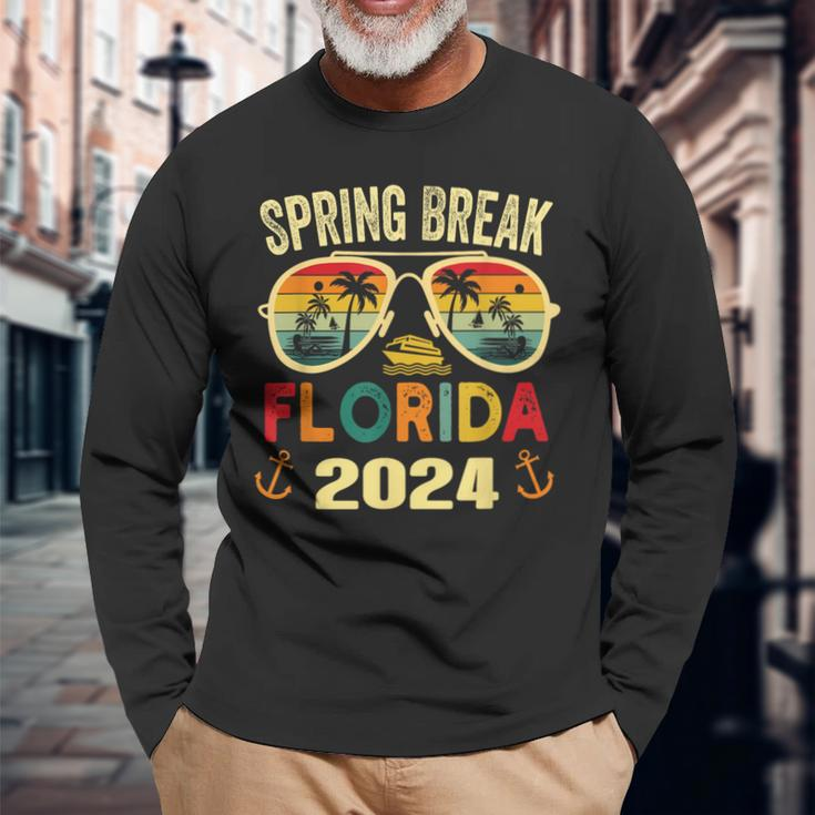 Spring Break 2024 Florida Spring Break And Cool Sunglasses Long Sleeve T-Shirt Gifts for Old Men