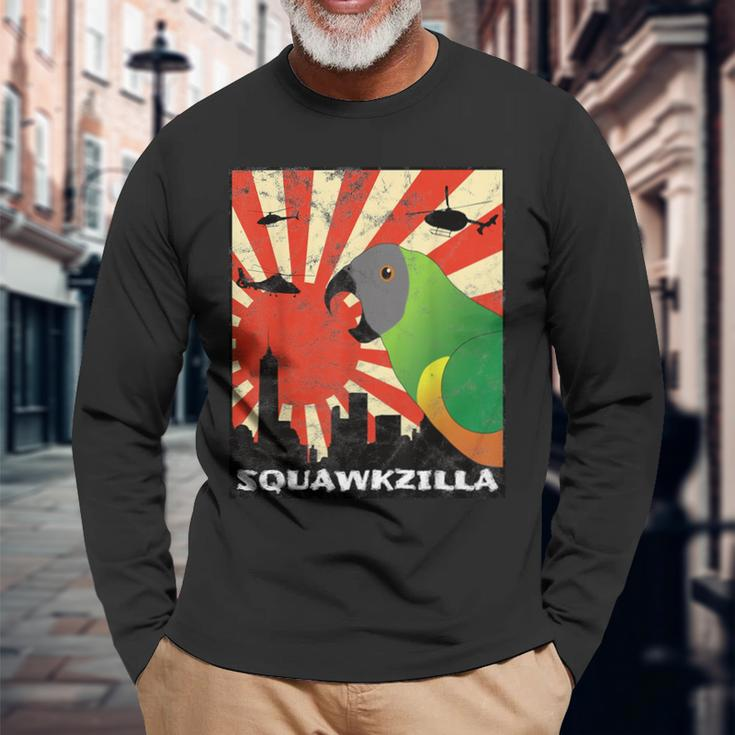 Squawk Zilla Senegal Parrot Squawking Kawaii Long Sleeve T-Shirt Gifts for Old Men