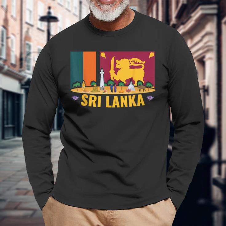 Sri Lanka Flag And Friendship Langarmshirts Geschenke für alte Männer