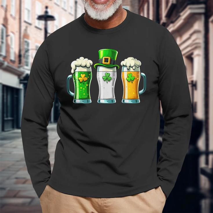 St Patrick Day Irish Ireland Flag Green Beer Lover Women Long Sleeve T-Shirt Gifts for Old Men
