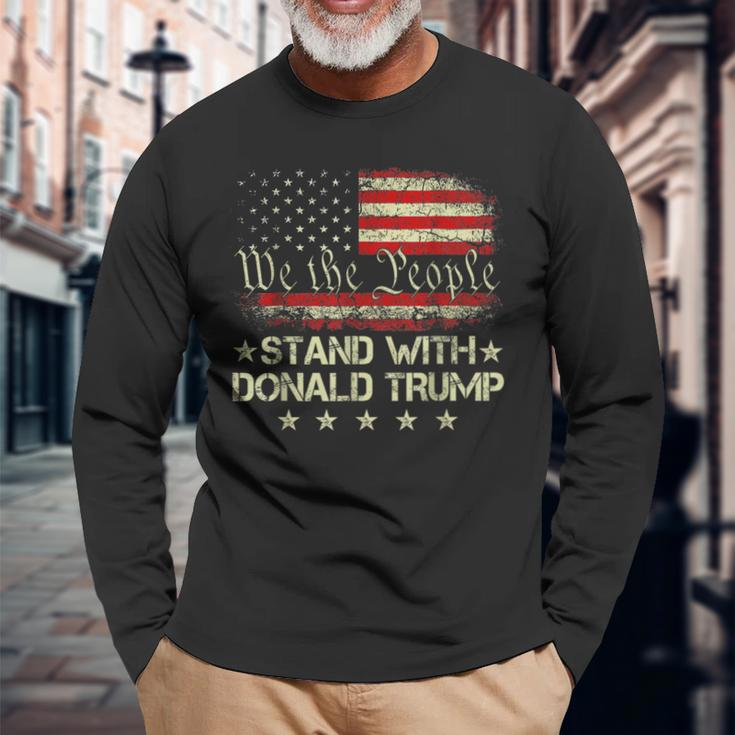 I Stand With Donald Trump 2024 Support Take America Back Long Sleeve T-Shirt Gifts for Old Men