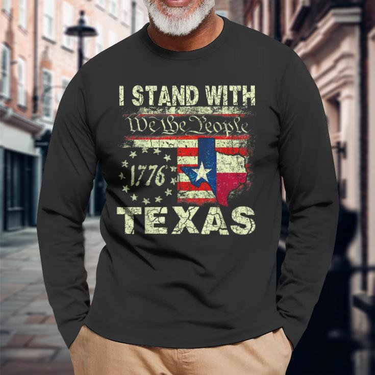 I Stand With Texas Long Sleeve T-Shirt Gifts for Old Men