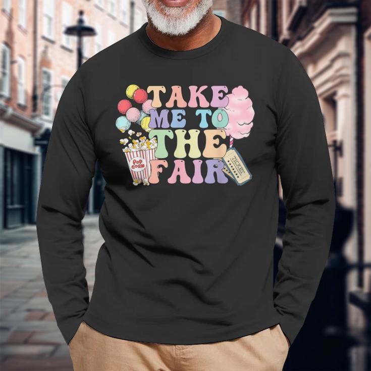 Take Me To The State Fair With Cotton Candy And Pop Corn Long Sleeve T-Shirt Gifts for Old Men