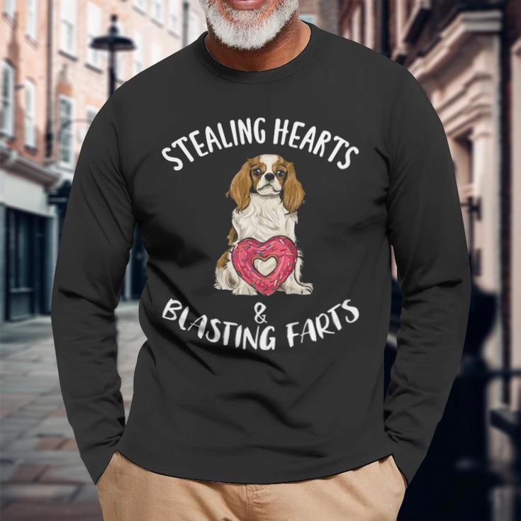 Stealing Hearts Blasting Farts Cavalier King Charles Spaniel Long Sleeve T-Shirt Gifts for Old Men