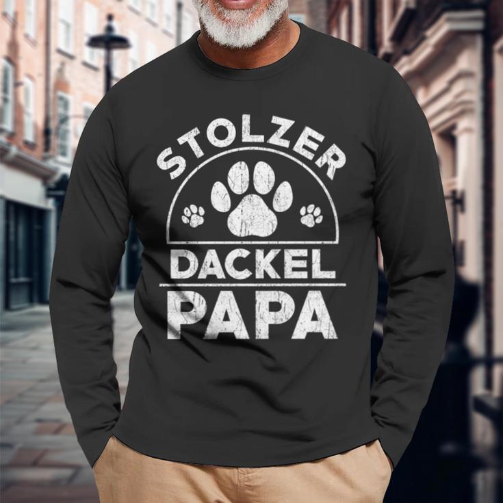 Stolzer Dackel Papa Hundepapa Teckel Dachshund Langarmshirts Geschenke für alte Männer