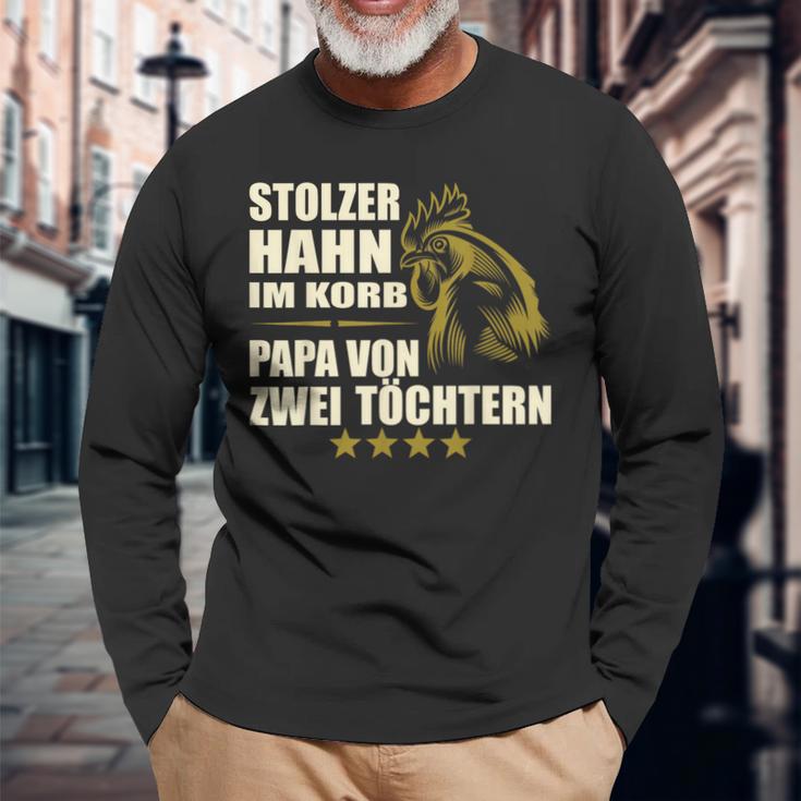 Stolzer Hahn Im Korb Papa Zwei Töchter Stolzer Hahn Im Basket Langarmshirts Geschenke für alte Männer