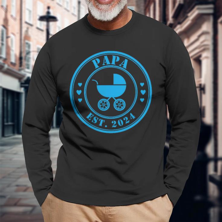 Stolzer Papa 2024 Werdender Papa Est 2024 Langarmshirts Geschenke für alte Männer