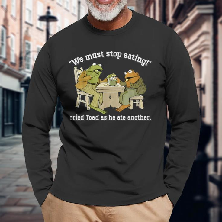 We Must Stop Eating Cried Toad As He Ate Another Frog Meme Long Sleeve T-Shirt Gifts for Old Men