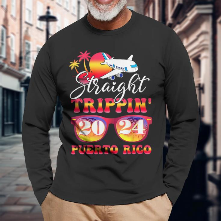 Straight Trippin' 2024 Family Vacation Puerto Rico Matching Long Sleeve T-Shirt Gifts for Old Men