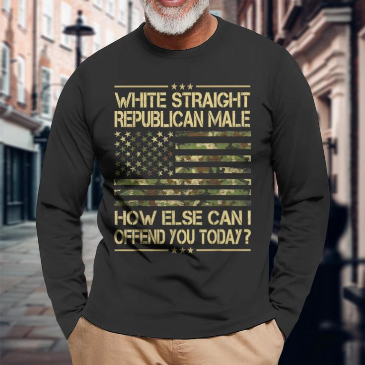 Straight White Republican Male American Flag Patriotic Long Sleeve T-Shirt Gifts for Old Men