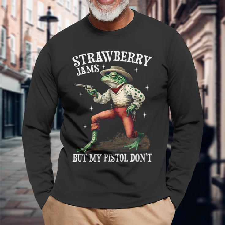 Strawberry Jams But My Pistol Don't Frog Meme Long Sleeve T-Shirt Gifts for Old Men