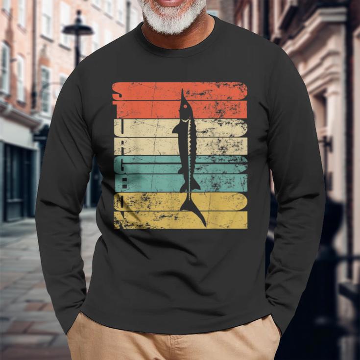 Sturgeon Silhouette Imintage-Stil Langarmshirts Geschenke für alte Männer