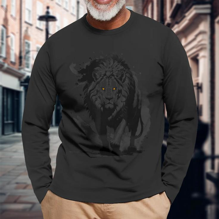Stylish And Fashionable Lion As An Artistic Long Sleeve T-Shirt Gifts for Old Men