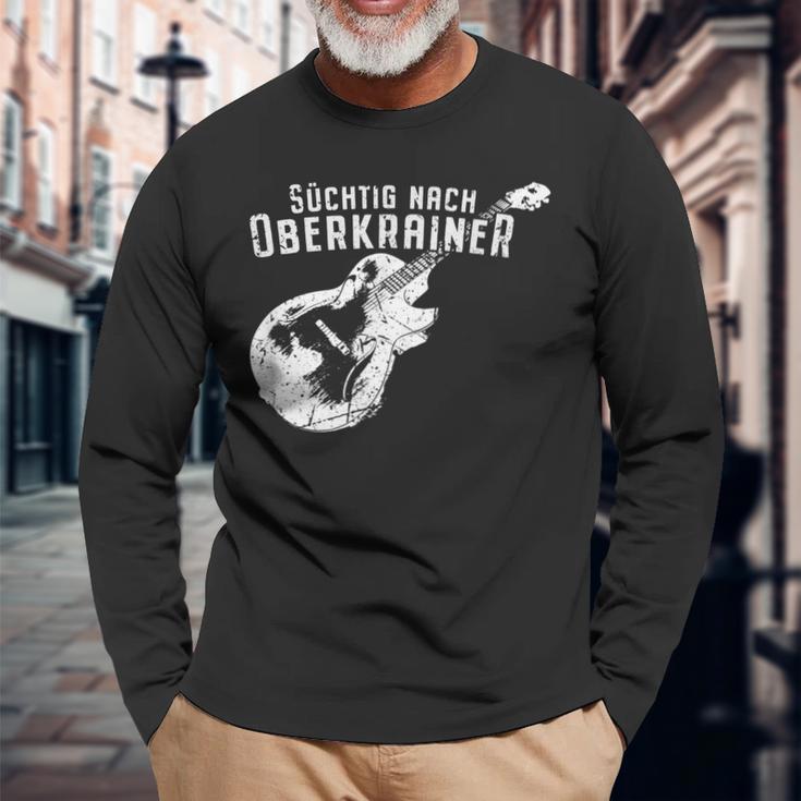 Süchtig nach Oberkrainer Herren Langarmshirts - Fan-Kleidung in Schwarz Geschenke für alte Männer