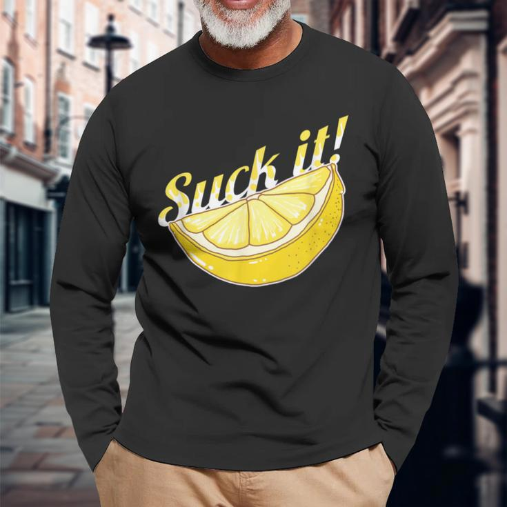 Suck It Lemon Fruit Sweet Juice Drinker Lover Long Sleeve T-Shirt Gifts for Old Men