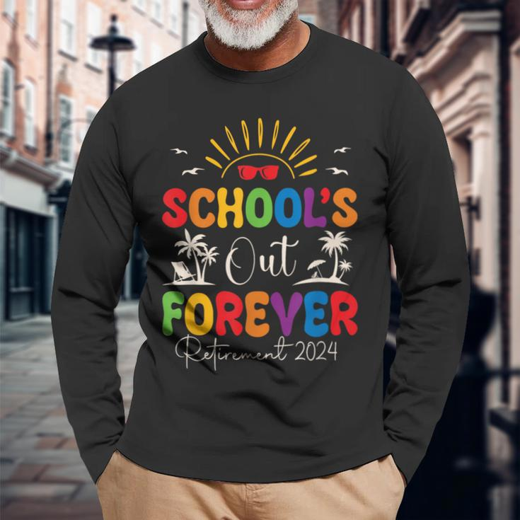 Summer Vacation Retro School's Out Forever Retirement 2024 Long Sleeve T-Shirt Gifts for Old Men