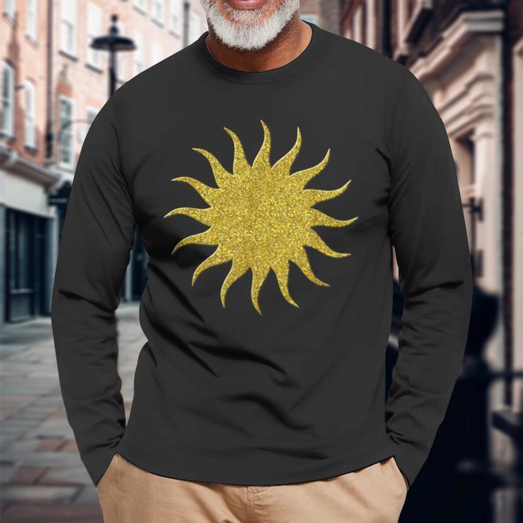 Sun Solar System Golden Retro Symbol Langarmshirts Geschenke für alte Männer