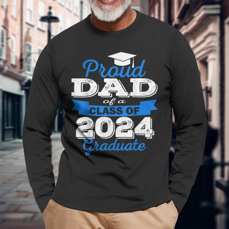 Super Proud Dad Of 2024 Graduate Awesome Family College Long Sleeve T-Shirt Gifts for Old Men