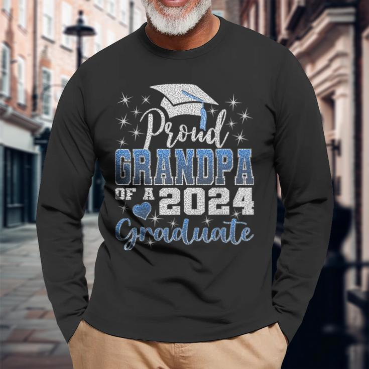 Super Proud Grandpa Of 2024 Graduate Awesome Family College Long Sleeve T-Shirt Gifts for Old Men
