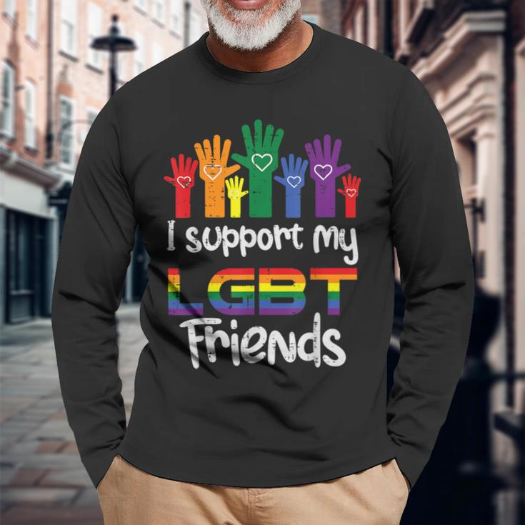 I Support My Lgbt Friends Gay Pride Lgbtq Straight Ally Long Sleeve T-Shirt Gifts for Old Men
