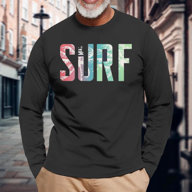 Surfer Surfboard Surf Club Retro Vintage Hawai Beach Long Sleeve T-Shirt Gifts for Old Men