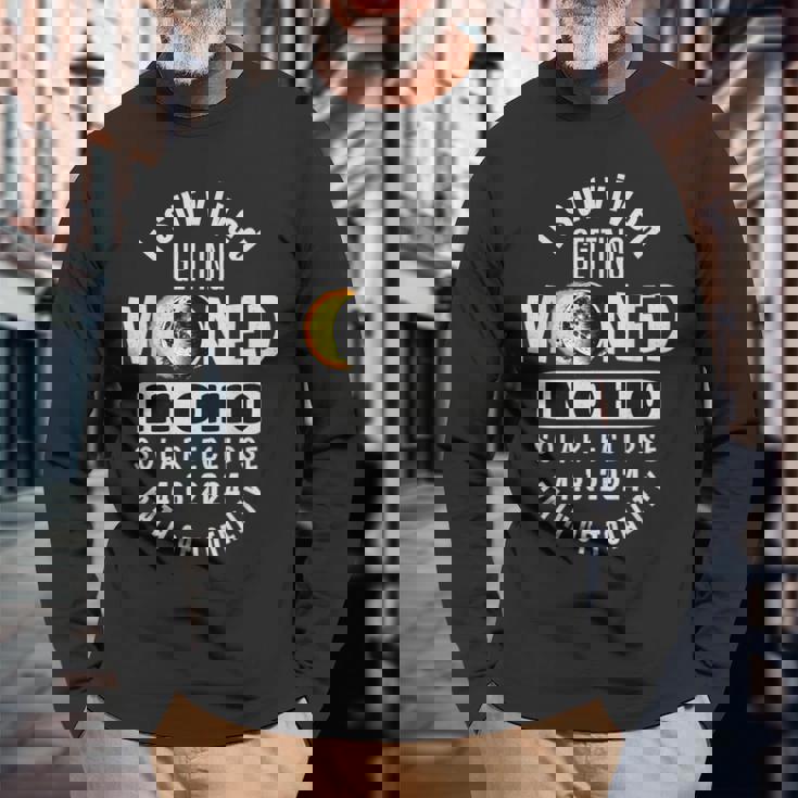 I Survived Getting Mooned In Ohio 2024 Solar Eclipse Viewing Long Sleeve T-Shirt Gifts for Old Men
