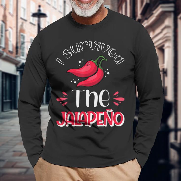 I Survived The Jalapeño Jalapeno Lover Pepper Long Sleeve T-Shirt Gifts for Old Men