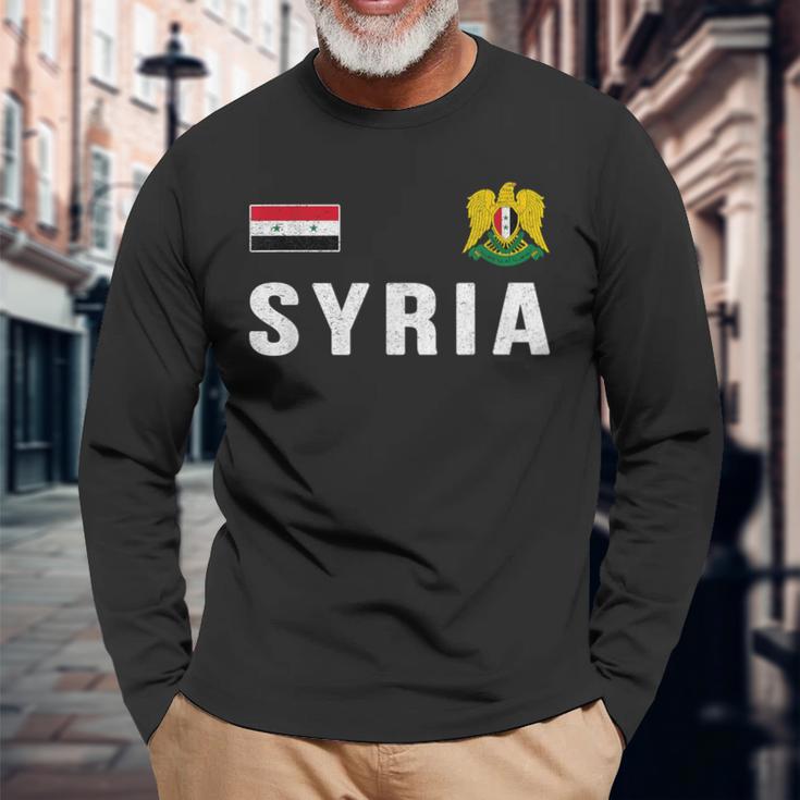 Syria Syrian Flag Syria Langarmshirts Geschenke für alte Männer