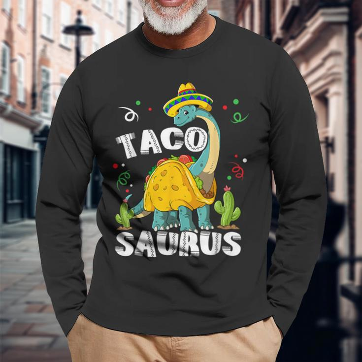 Tacosaurus Cinco De Mayo Taco Dinosaur Long Sleeve T-Shirt Gifts for Old Men