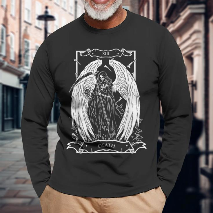 Tarot Card The Death Xiii Angel Skull Style Long Sleeve T-Shirt Gifts for Old Men