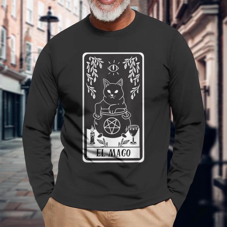 Tarot Style Card El Mago Version En Español Long Sleeve T-Shirt Gifts for Old Men