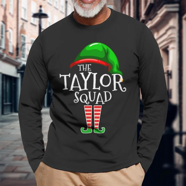 Taylor- Family Name Squad Matching Group Elf Christmas Long Sleeve T-Shirt Gifts for Old Men